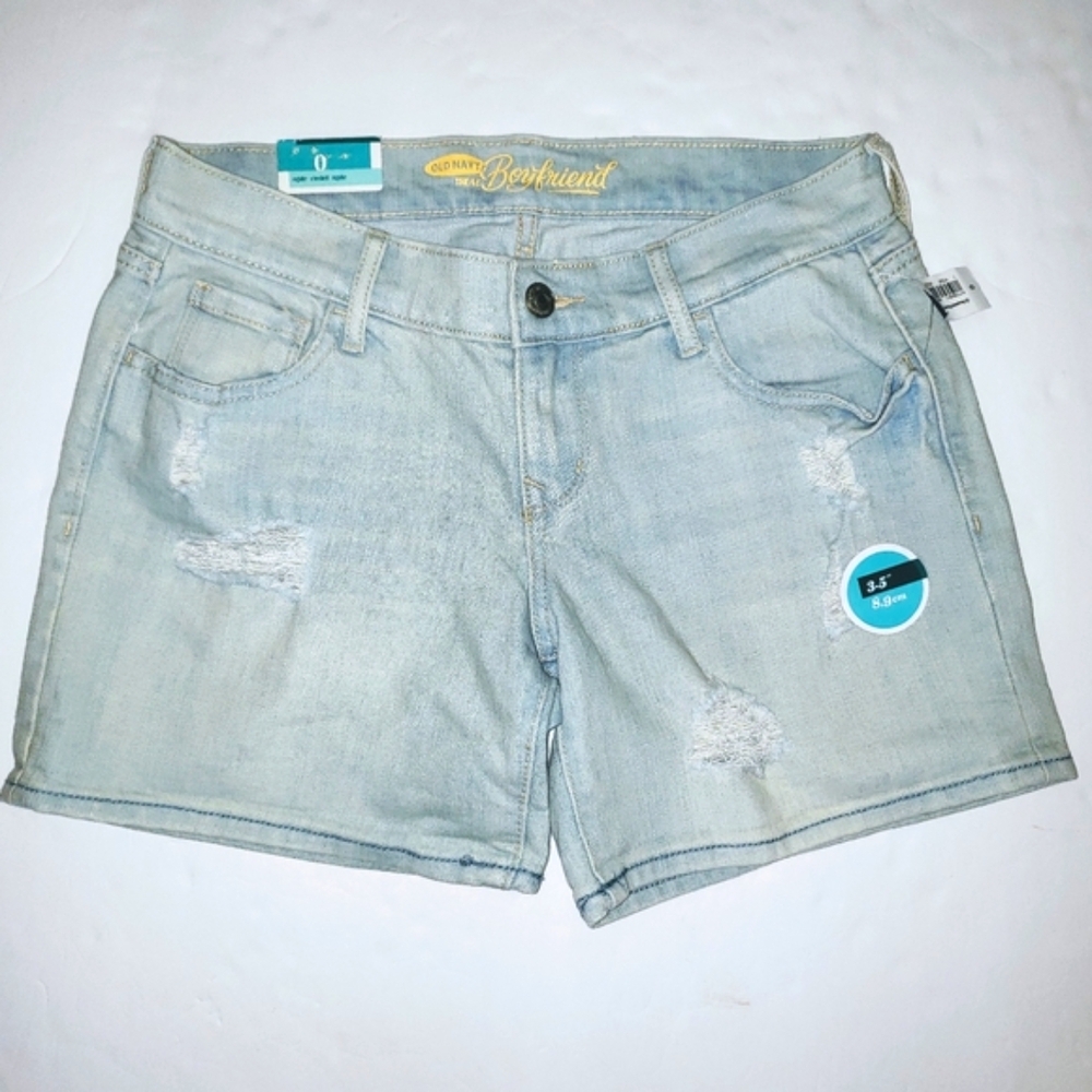 Old Navy Shorts Womens 0 XXS XS Boyfriend Light Denim Ripped Jean NEW NWT